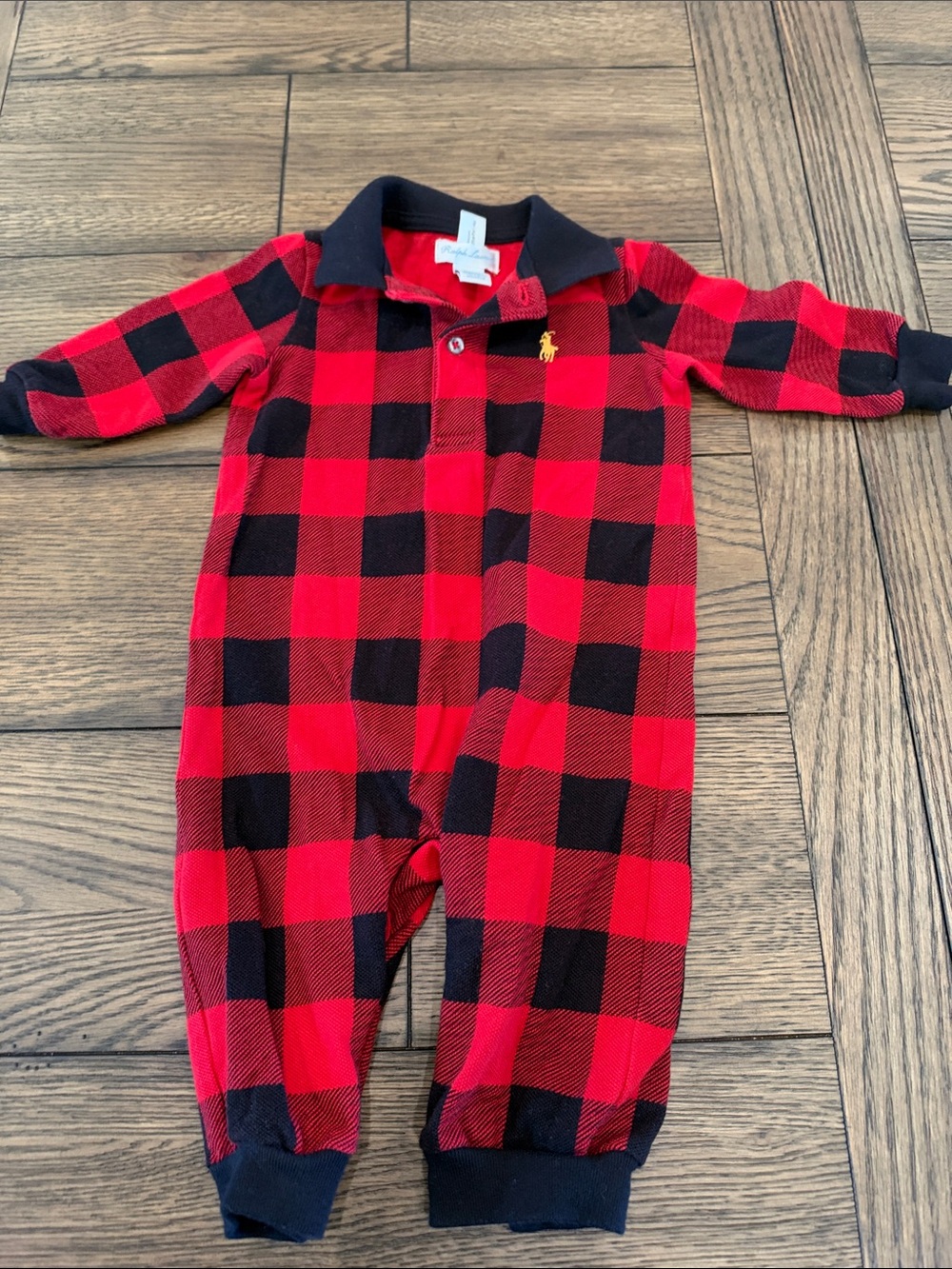 Ralph Lauren Kids Red Buffalo Plaid One-Piece 6M